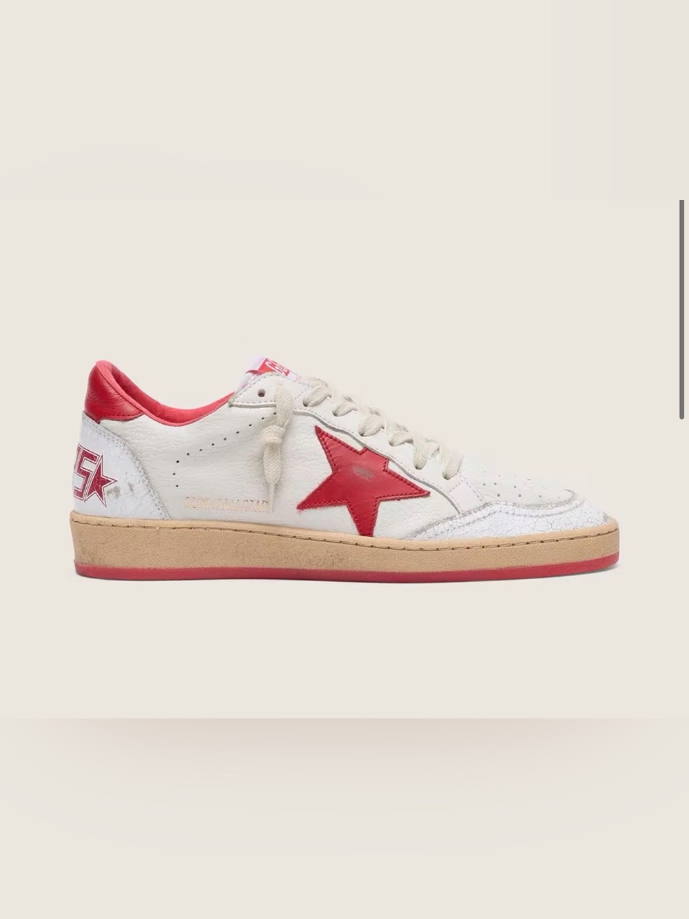 Authentic Golden Goose Ball Star sneakers with white leather/red star — EU 39